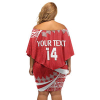 Custom Mate Maa Tonga Family Matching Off Shoulder Short Dress and Hawaiian Shirt 2024 Go Champions LT14 - Polynesian Pride