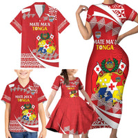 Custom Mate Maa Tonga Family Matching Short Sleeve Bodycon Dress and Hawaiian Shirt 2024 Go Champions LT14 - Polynesian Pride