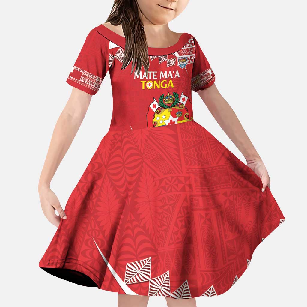 Custom Mate Maa Tonga Family Matching Tank Maxi Dress and Hawaiian Shirt 2024 Go Champions LT14 Daughter's Dress Red - Polynesian Pride