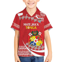 Custom Mate Maa Tonga Family Matching Tank Maxi Dress and Hawaiian Shirt 2024 Go Champions LT14 Son's Shirt Red - Polynesian Pride