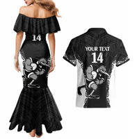 Aotearoa Rugby Custom Couples Matching Mermaid Dress and Hawaiian Shirt Maori Kiwi - Mascot Style LT14 - Polynesian Pride