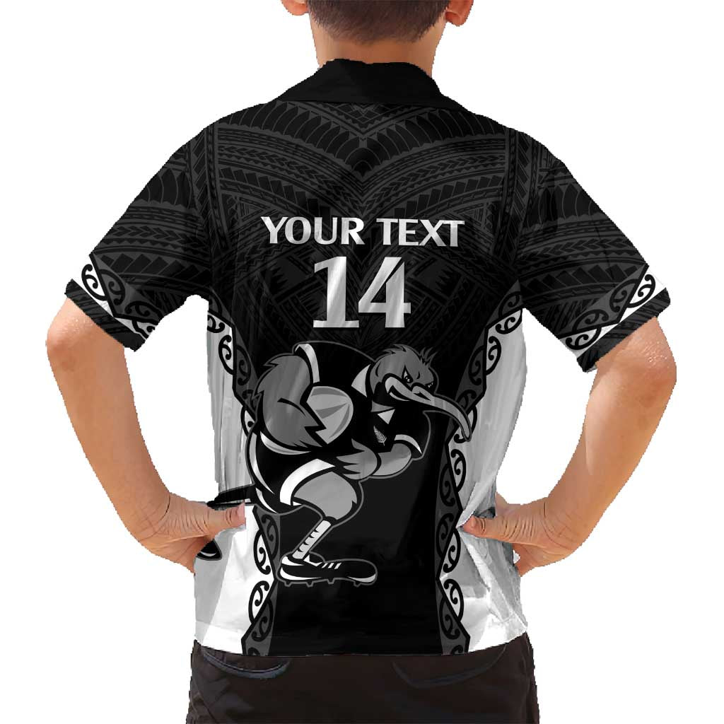 Aotearoa Rugby Custom Family Matching Long Sleeve Bodycon Dress and Hawaiian Shirt Maori Kiwi - Mascot Style LT14 - Polynesian Pride