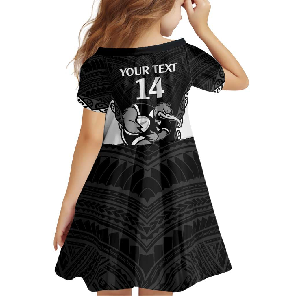 Aotearoa Rugby Custom Family Matching Off Shoulder Maxi Dress and Hawaiian Shirt Maori Kiwi - Mascot Style LT14 - Polynesian Pride