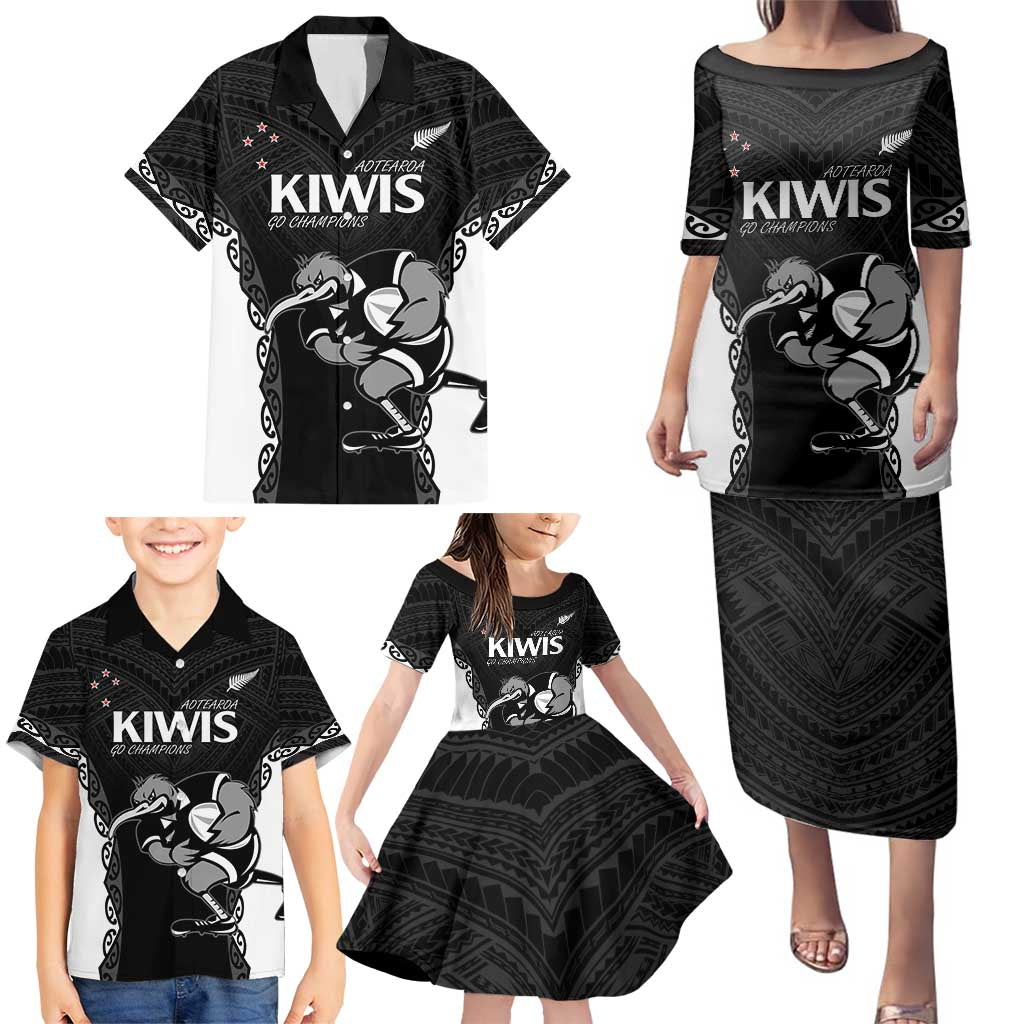 Aotearoa Rugby Custom Family Matching Puletasi and Hawaiian Shirt Maori Kiwi - Mascot Style LT14 - Polynesian Pride