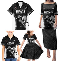 Aotearoa Rugby Custom Family Matching Puletasi and Hawaiian Shirt Maori Kiwi - Mascot Style LT14 - Polynesian Pride