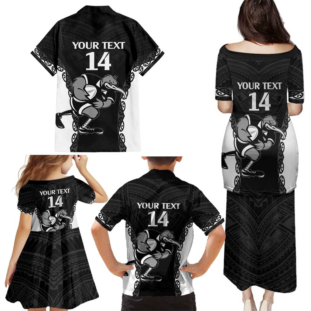 Aotearoa Rugby Custom Family Matching Puletasi and Hawaiian Shirt Maori Kiwi - Mascot Style LT14 - Polynesian Pride