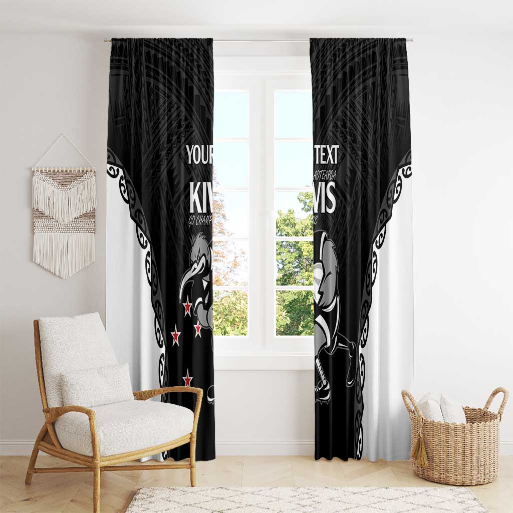 Aotearoa Rugby Custom Window Curtain Maori Kiwi - Mascot Style LT14 - Polynesian Pride