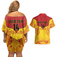 Papua New Guinea Rugby Custom Couples Matching Off Shoulder Short Dress and Hawaiian Shirt Go Kumuls PNG - Polynesian Pattern LT14 - Polynesian Pride