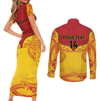 Papua New Guinea Rugby Custom Couples Matching Short Sleeve Bodycon Dress and Long Sleeve Button Shirt Go Kumuls PNG - Polynesian Pattern LT14 - Polynesian Pride