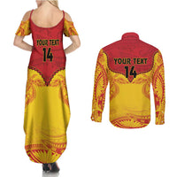 Papua New Guinea Rugby Custom Couples Matching Summer Maxi Dress and Long Sleeve Button Shirt Go Kumuls PNG - Polynesian Pattern LT14 - Polynesian Pride