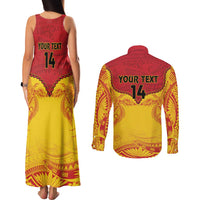 Papua New Guinea Rugby Custom Couples Matching Tank Maxi Dress and Long Sleeve Button Shirt Go Kumuls PNG - Polynesian Pattern LT14 - Polynesian Pride