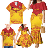 Papua New Guinea Rugby Custom Family Matching Mermaid Dress and Hawaiian Shirt Go Kumuls PNG - Polynesian Pattern LT14 - Polynesian Pride