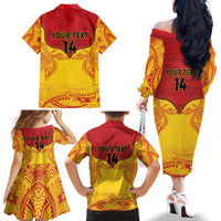 Papua New Guinea Rugby Custom Family Matching Off The Shoulder Long Sleeve Dress and Hawaiian Shirt Go Kumuls PNG - Polynesian Pattern LT14 - Polynesian Pride
