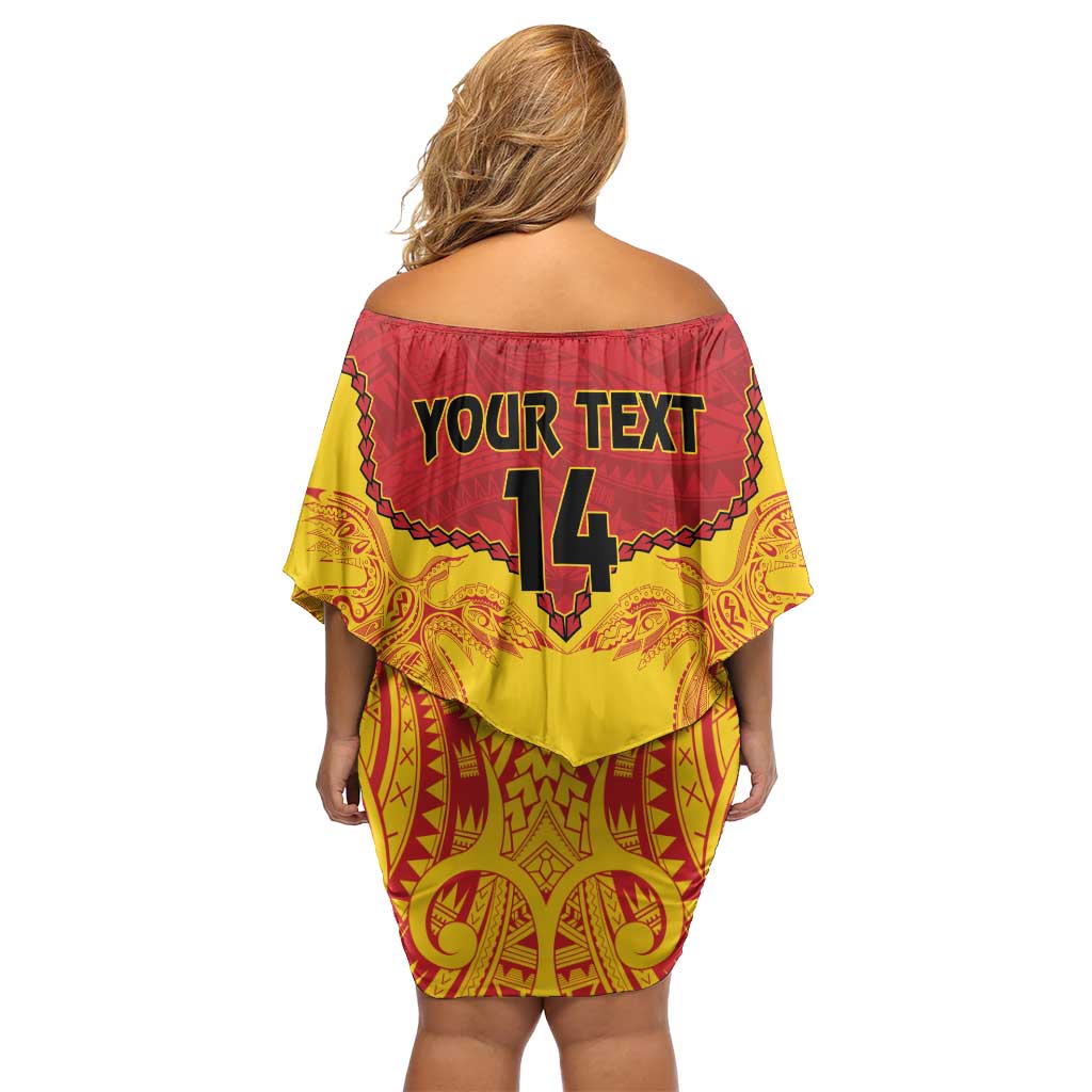 Papua New Guinea Rugby Custom Family Matching Off Shoulder Short Dress and Hawaiian Shirt Go Kumuls PNG - Polynesian Pattern LT14 - Polynesian Pride