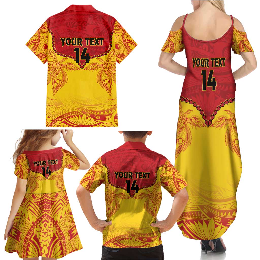 Papua New Guinea Rugby Custom Family Matching Summer Maxi Dress and Hawaiian Shirt Go Kumuls PNG - Polynesian Pattern LT14 - Polynesian Pride