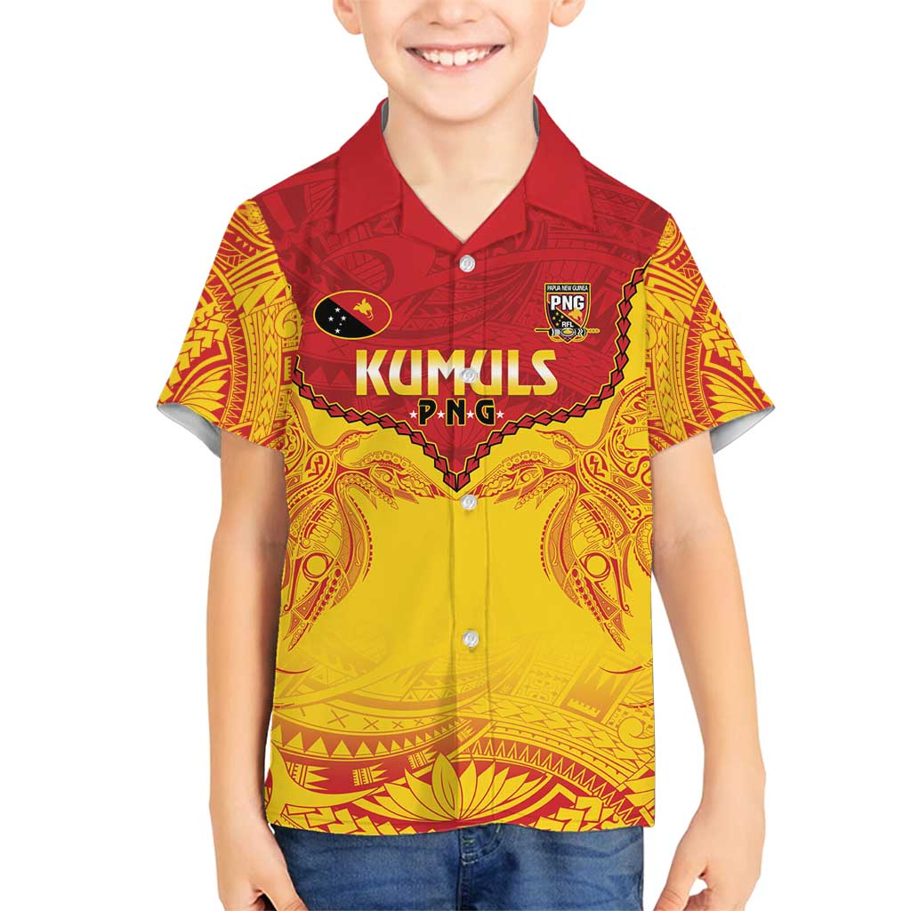Papua New Guinea Rugby Custom Family Matching Tank Maxi Dress and Hawaiian Shirt Go Kumuls PNG - Polynesian Pattern LT14 Son's Shirt Yellow - Polynesian Pride