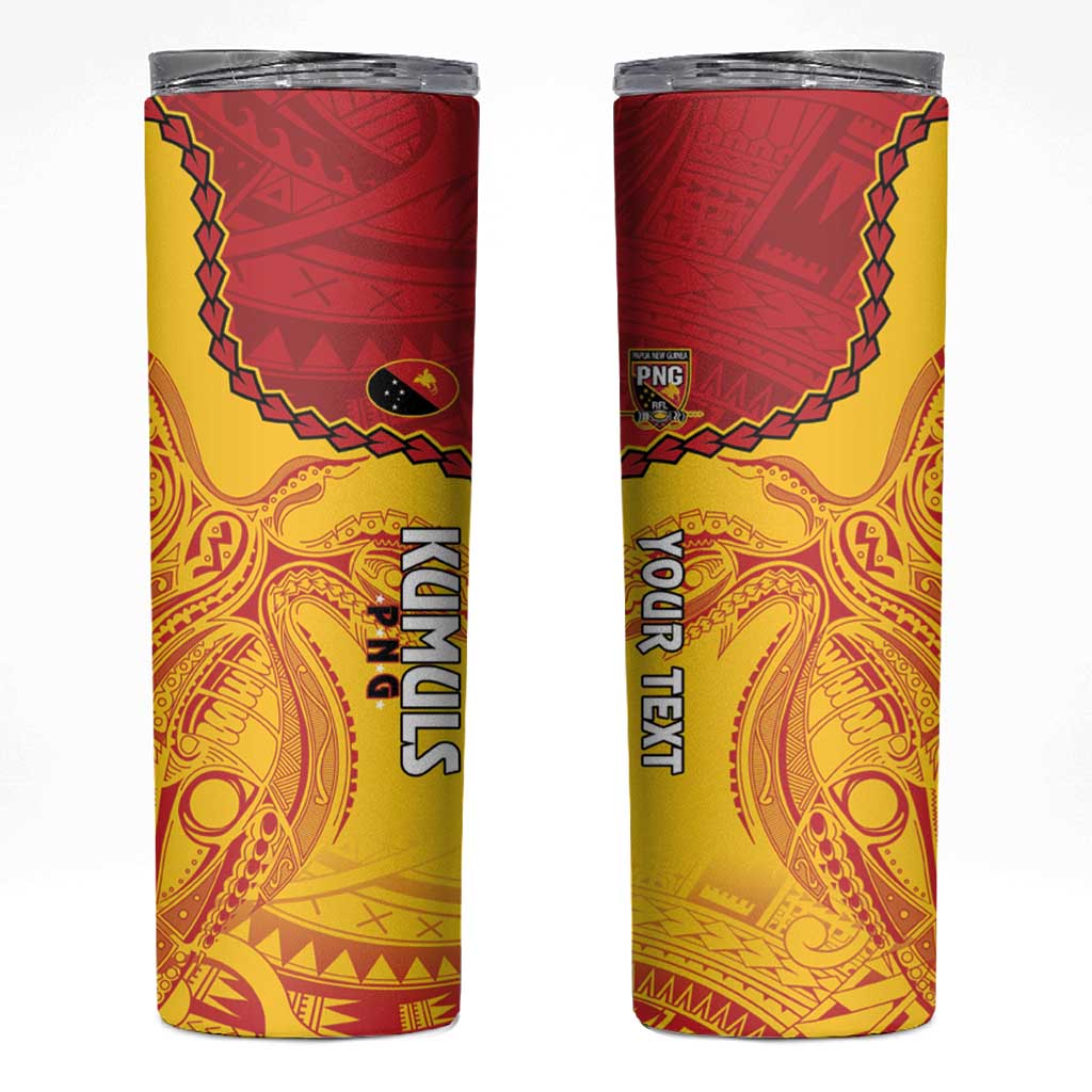 Custom Papua New Guinea Rugby Skinny Tumbler Go Kumuls PNG - Polynesian Pattern LT14 Yellow - Polynesian Pride