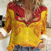 Papua New Guinea Rugby Custom Women Casual Shirt Go Kumuls PNG - Polynesian Pattern LT14 Female Yellow - Polynesian Pride