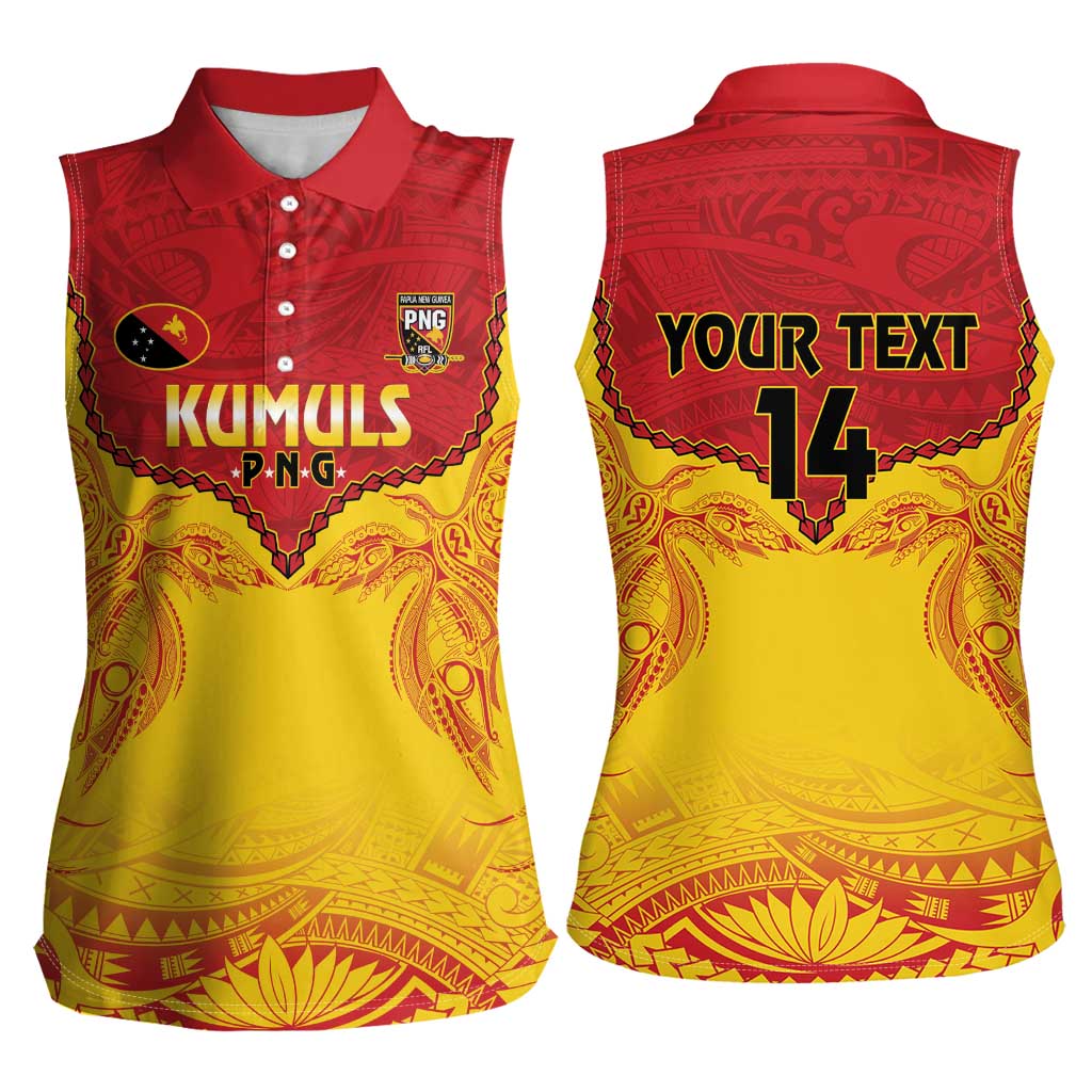 Papua New Guinea Rugby Custom Women Sleeveless Polo Shirt Go Kumuls PNG - Polynesian Pattern LT14 - Polynesian Pride