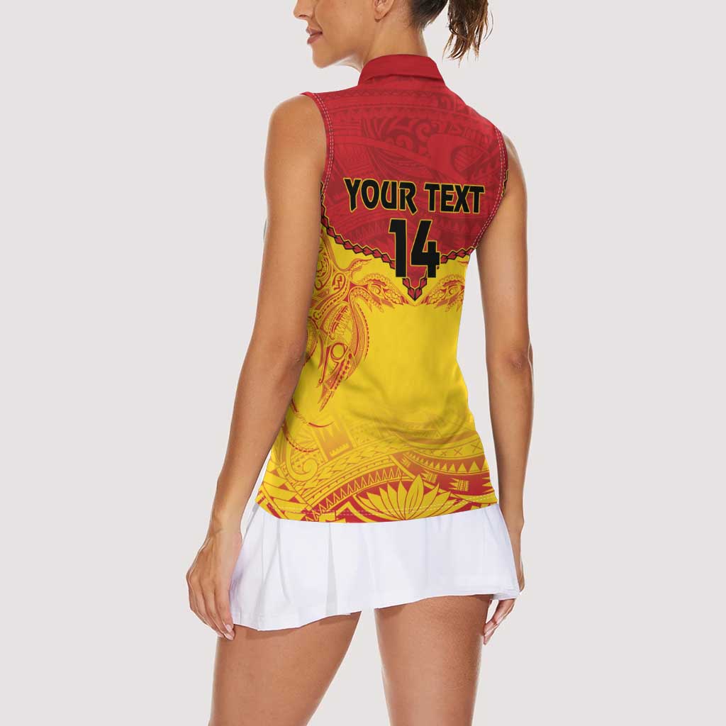 Papua New Guinea Rugby Custom Women Sleeveless Polo Shirt Go Kumuls PNG - Polynesian Pattern LT14 - Polynesian Pride