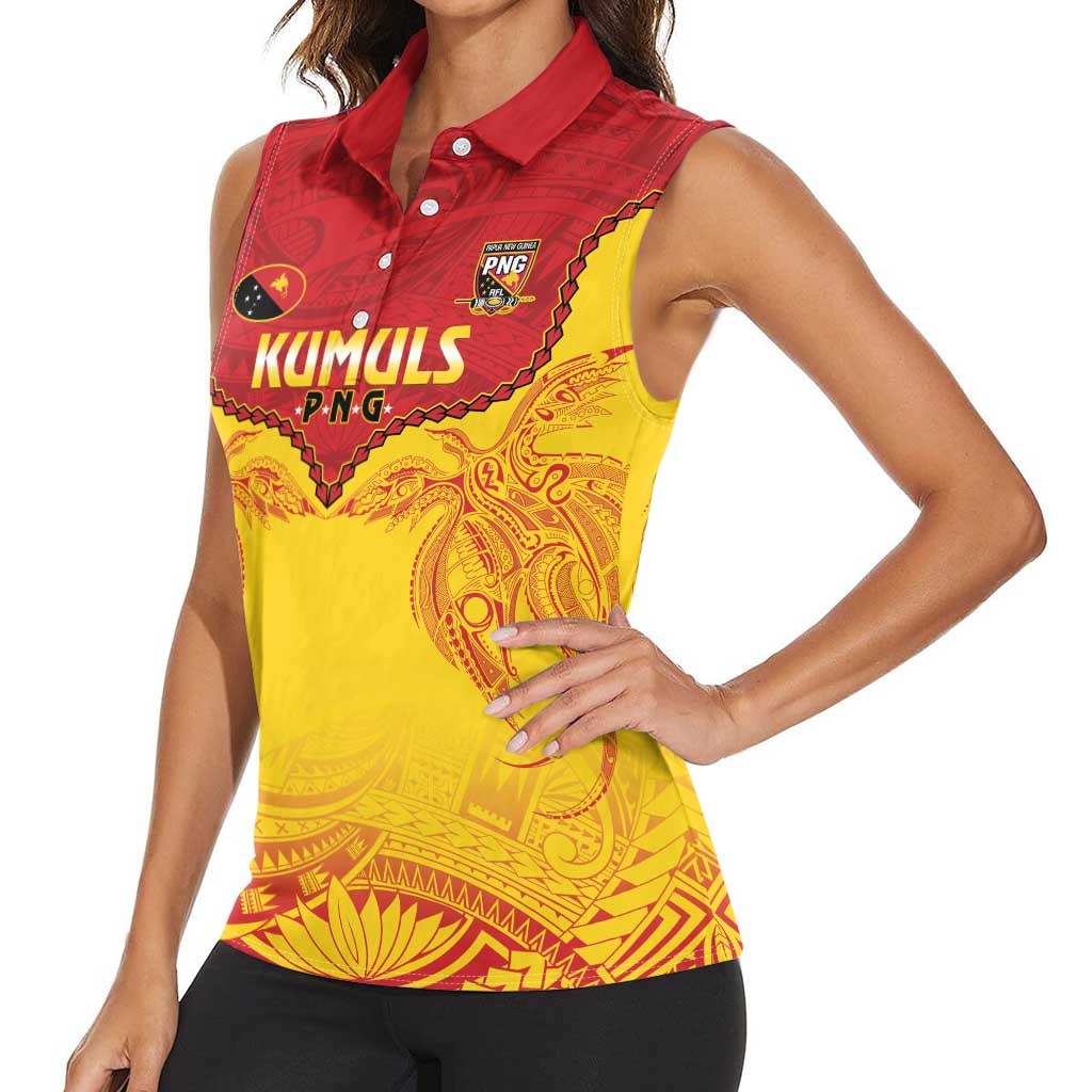 Papua New Guinea Rugby Custom Women Sleeveless Polo Shirt Go Kumuls PNG - Polynesian Pattern LT14 - Polynesian Pride