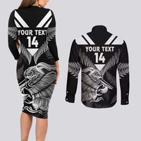 Aotearoa Silver Fern Rugby Custom Couples Matching Long Sleeve Bodycon Dress and Long Sleeve Button Shirt 2024 Go Kiwi LT14 - Polynesian Pride