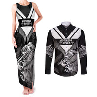 Aotearoa Silver Fern Rugby Custom Couples Matching Tank Maxi Dress and Long Sleeve Button Shirt 2024 Go Kiwi LT14 Black - Polynesian Pride