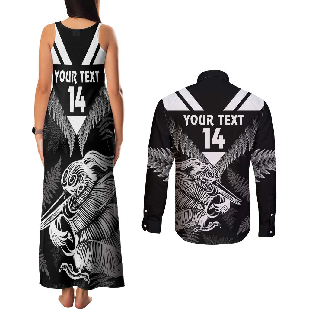 Aotearoa Silver Fern Rugby Custom Couples Matching Tank Maxi Dress and Long Sleeve Button Shirt 2024 Go Kiwi LT14 - Polynesian Pride