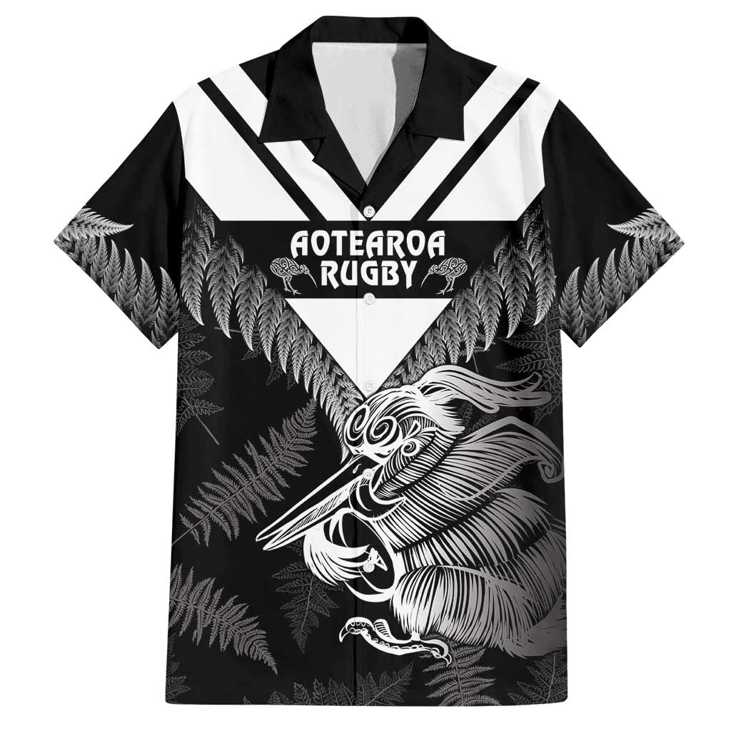Aotearoa Silver Fern Rugby Custom Family Matching Long Sleeve Bodycon Dress and Hawaiian Shirt 2024 Go Kiwi LT14 Dad's Shirt - Short Sleeve Black - Polynesian Pride