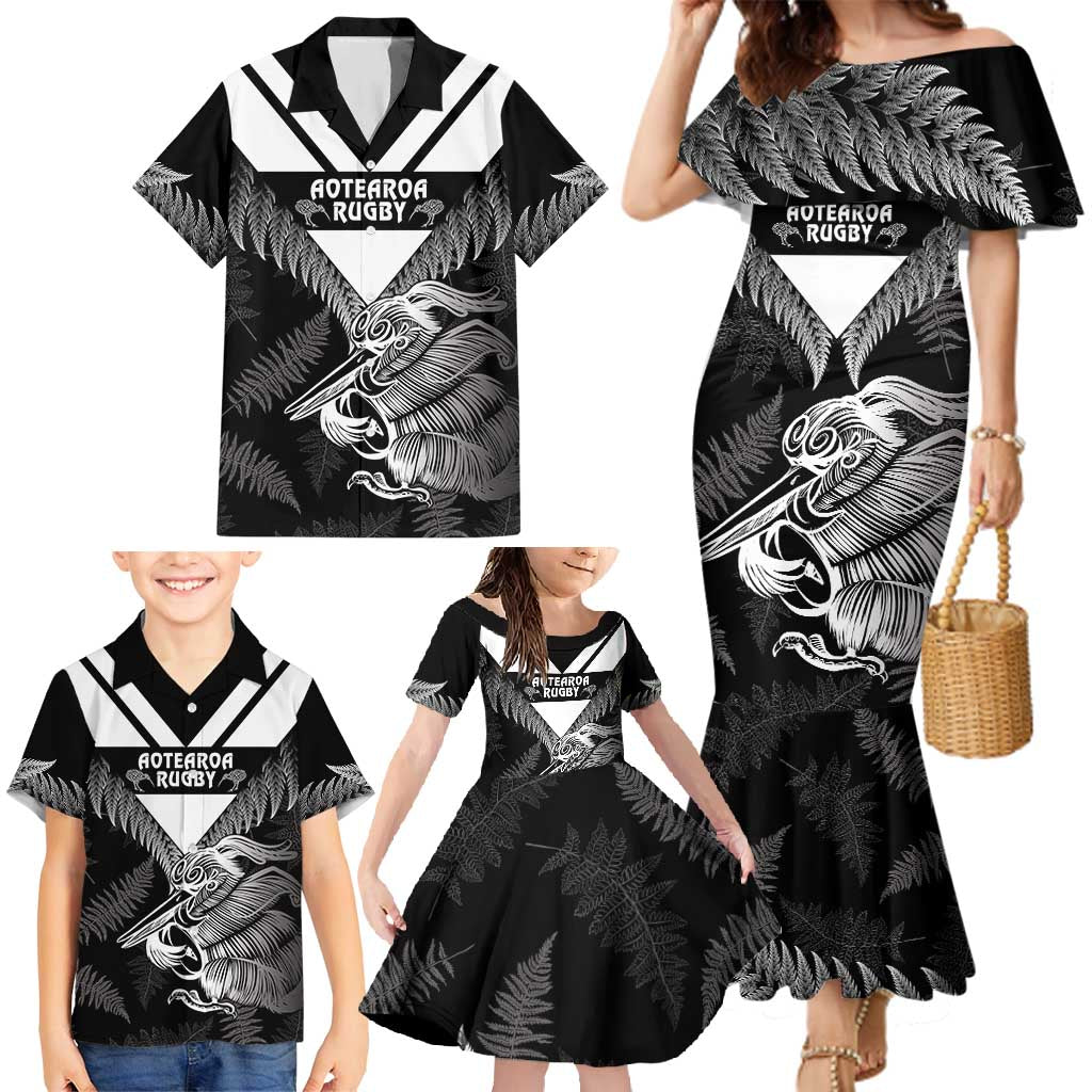 Aotearoa Silver Fern Rugby Custom Family Matching Mermaid Dress and Hawaiian Shirt 2024 Go Kiwi LT14 - Polynesian Pride