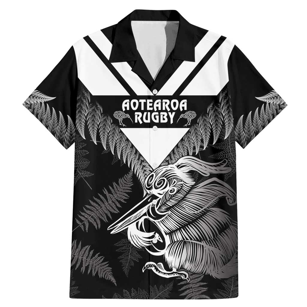 Aotearoa Silver Fern Rugby Custom Family Matching Mermaid Dress and Hawaiian Shirt 2024 Go Kiwi LT14 Dad's Shirt - Short Sleeve Black - Polynesian Pride