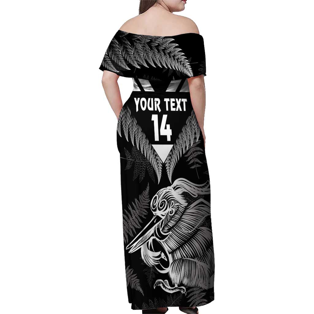 Aotearoa Silver Fern Rugby Custom Family Matching Off Shoulder Maxi Dress and Hawaiian Shirt 2024 Go Kiwi LT14 - Polynesian Pride