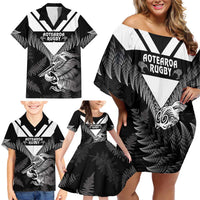 Aotearoa Silver Fern Rugby Custom Family Matching Off Shoulder Short Dress and Hawaiian Shirt 2024 Go Kiwi LT14 - Polynesian Pride
