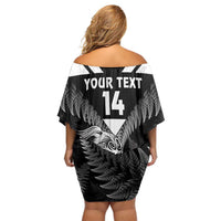 Aotearoa Silver Fern Rugby Custom Family Matching Off Shoulder Short Dress and Hawaiian Shirt 2024 Go Kiwi LT14 - Polynesian Pride
