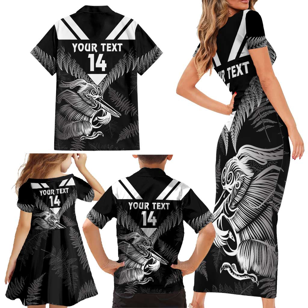 Aotearoa Silver Fern Rugby Custom Family Matching Short Sleeve Bodycon Dress and Hawaiian Shirt 2024 Go Kiwi LT14 - Polynesian Pride