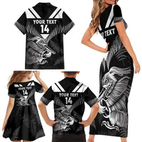Aotearoa Silver Fern Rugby Custom Family Matching Short Sleeve Bodycon Dress and Hawaiian Shirt 2024 Go Kiwi LT14 - Polynesian Pride