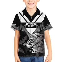 Aotearoa Silver Fern Rugby Custom Family Matching Short Sleeve Bodycon Dress and Hawaiian Shirt 2024 Go Kiwi LT14 Son's Shirt Black - Polynesian Pride