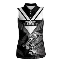 Aotearoa Silver Fern Rugby Custom Women Sleeveless Polo Shirt 2024 Go Kiwi LT14 Female Black - Polynesian Pride