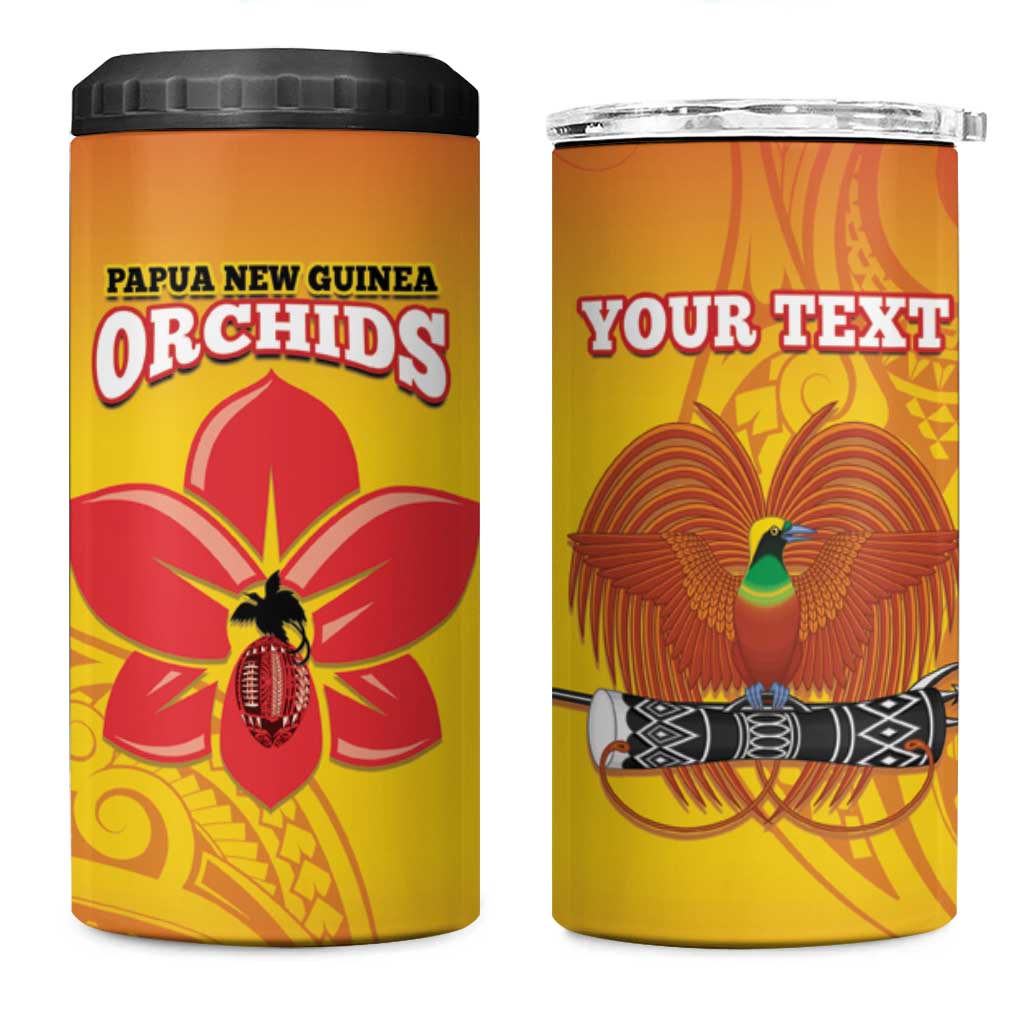 Custom Orchids PNG Rugby 4 in 1 Can Cooler Tumbler Go Champions Papua New Guinea LT14 One Size: 16 oz Yellow - Polynesian Pride