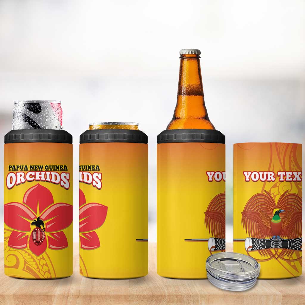 Custom Orchids PNG Rugby 4 in 1 Can Cooler Tumbler Go Champions Papua New Guinea LT14 - Polynesian Pride