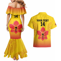 Orchids PNG Rugby Custom Couples Matching Mermaid Dress and Hawaiian Shirt Go Champions Papua New Guinea LT14 - Polynesian Pride