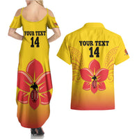 Orchids PNG Rugby Custom Couples Matching Summer Maxi Dress and Hawaiian Shirt Go Champions Papua New Guinea LT14 - Polynesian Pride
