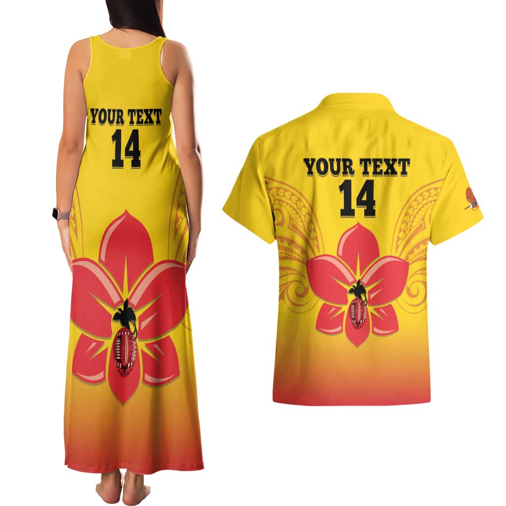 Orchids PNG Rugby Custom Couples Matching Tank Maxi Dress and Hawaiian Shirt Go Champions Papua New Guinea LT14 - Polynesian Pride