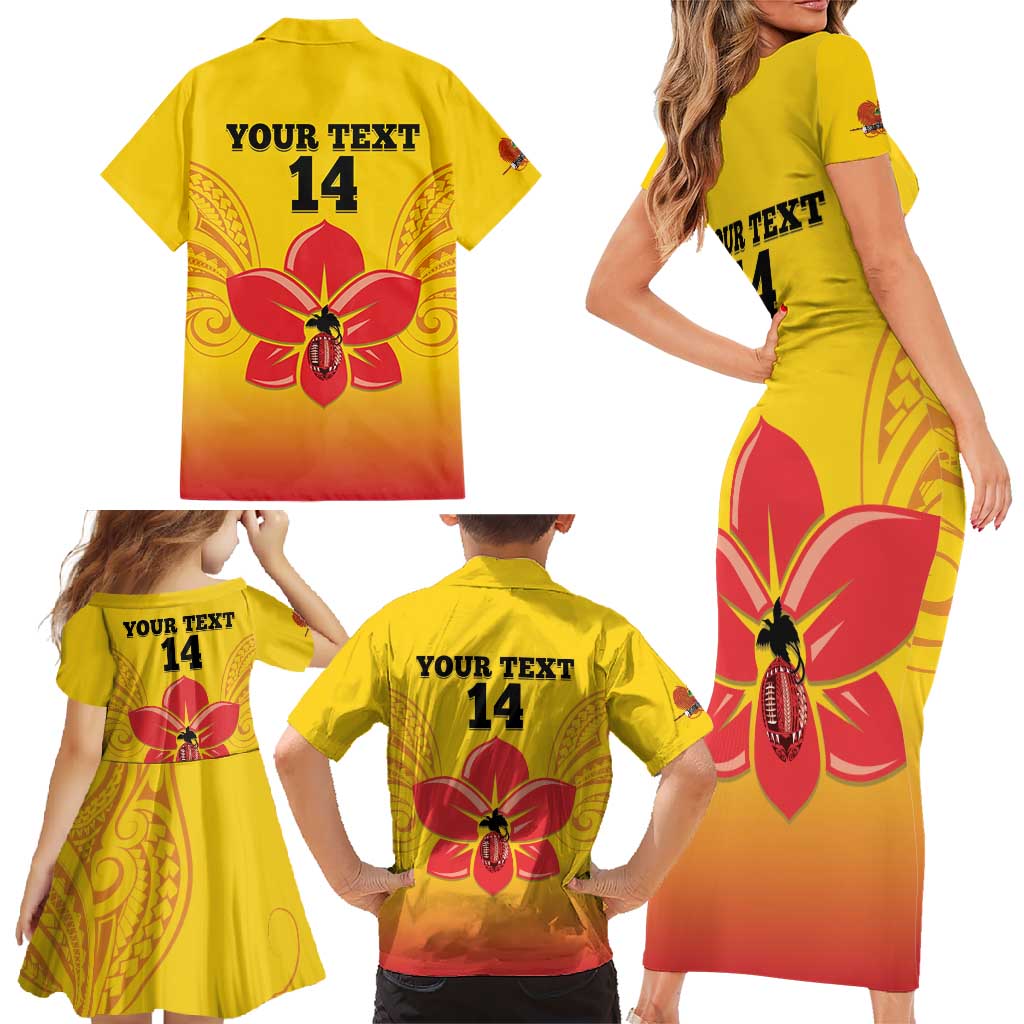 Orchids PNG Rugby Custom Family Matching Short Sleeve Bodycon Dress and Hawaiian Shirt Go Champions Papua New Guinea LT14 - Polynesian Pride