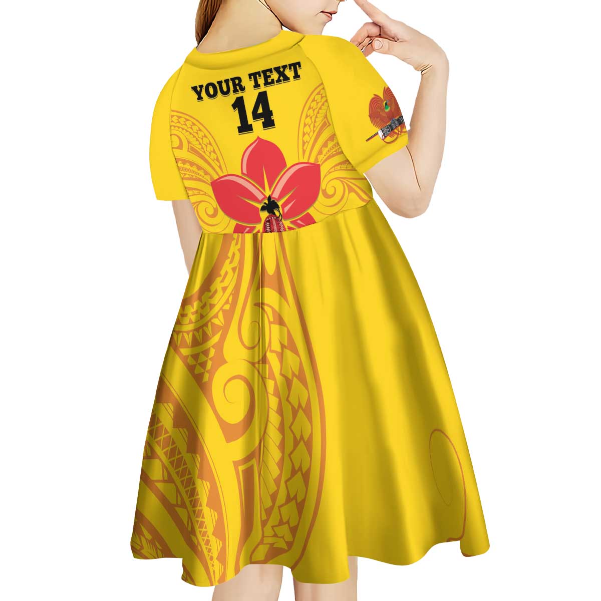 Orchids PNG Rugby Custom Kid Short Sleeve Dress Go Champions Papua New Guinea LT14 - Polynesian Pride