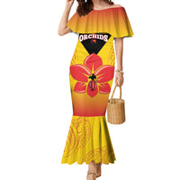 Orchids PNG Rugby Custom Mermaid Dress Go Champions Papua New Guinea LT14 Women Yellow - Polynesian Pride