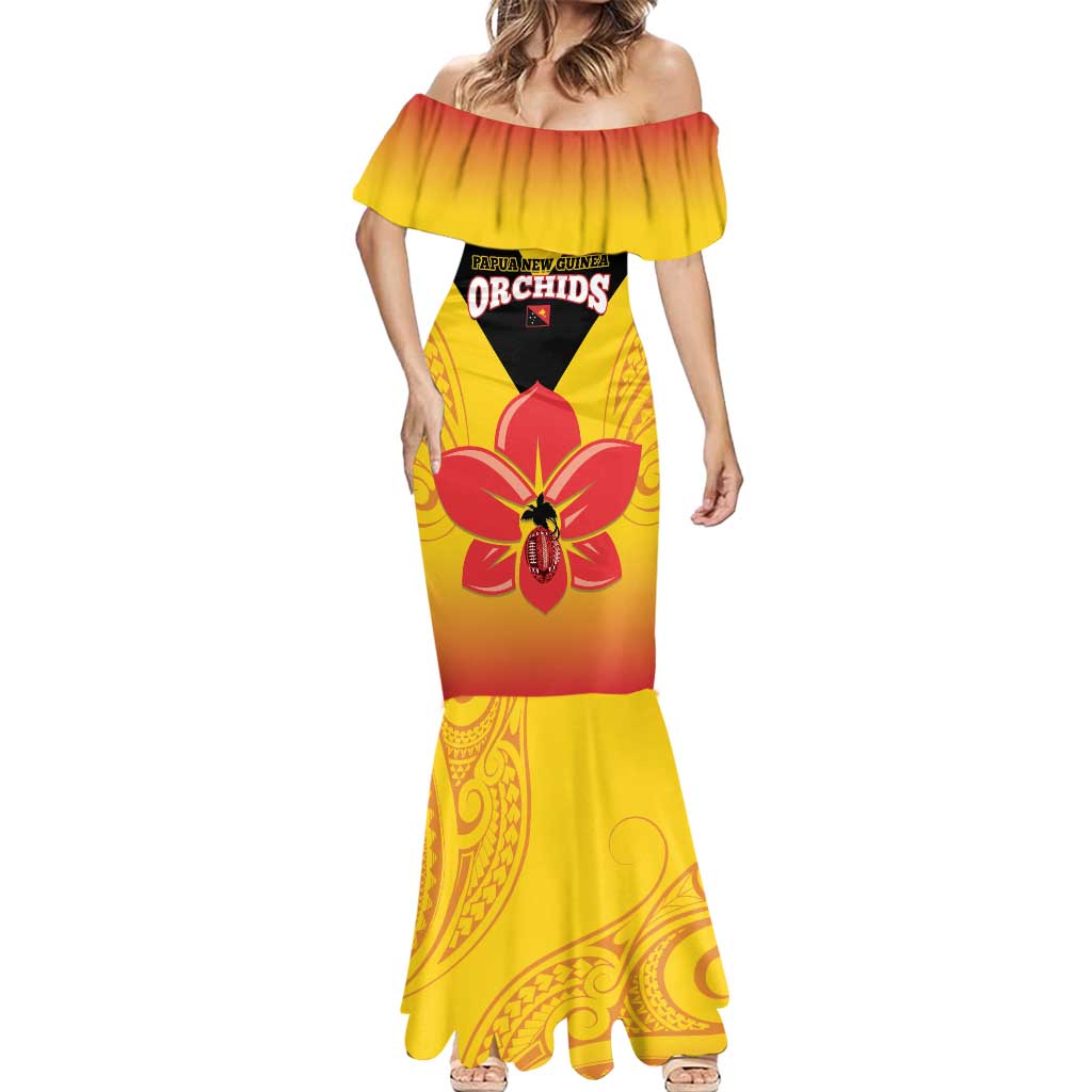 Orchids PNG Rugby Custom Mermaid Dress Go Champions Papua New Guinea LT14 - Polynesian Pride