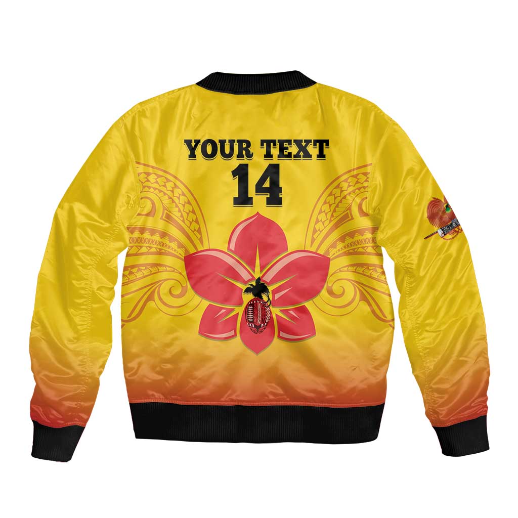 Orchids PNG Rugby Custom Sleeve Zip Bomber Jacket Go Champions Papua New Guinea