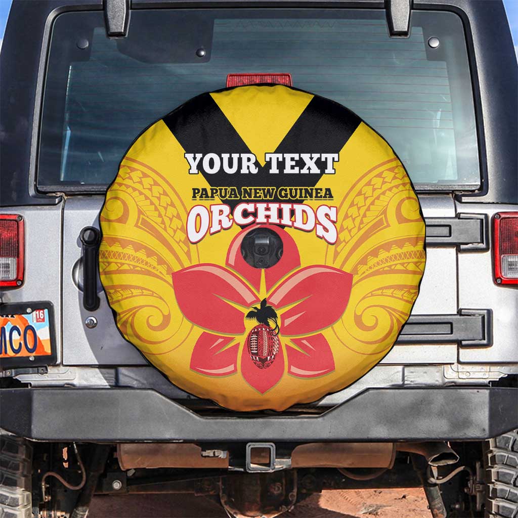 Orchids PNG Rugby Custom Spare Tire Cover Go Champions Papua New Guinea LT14 Yellow - Polynesian Pride