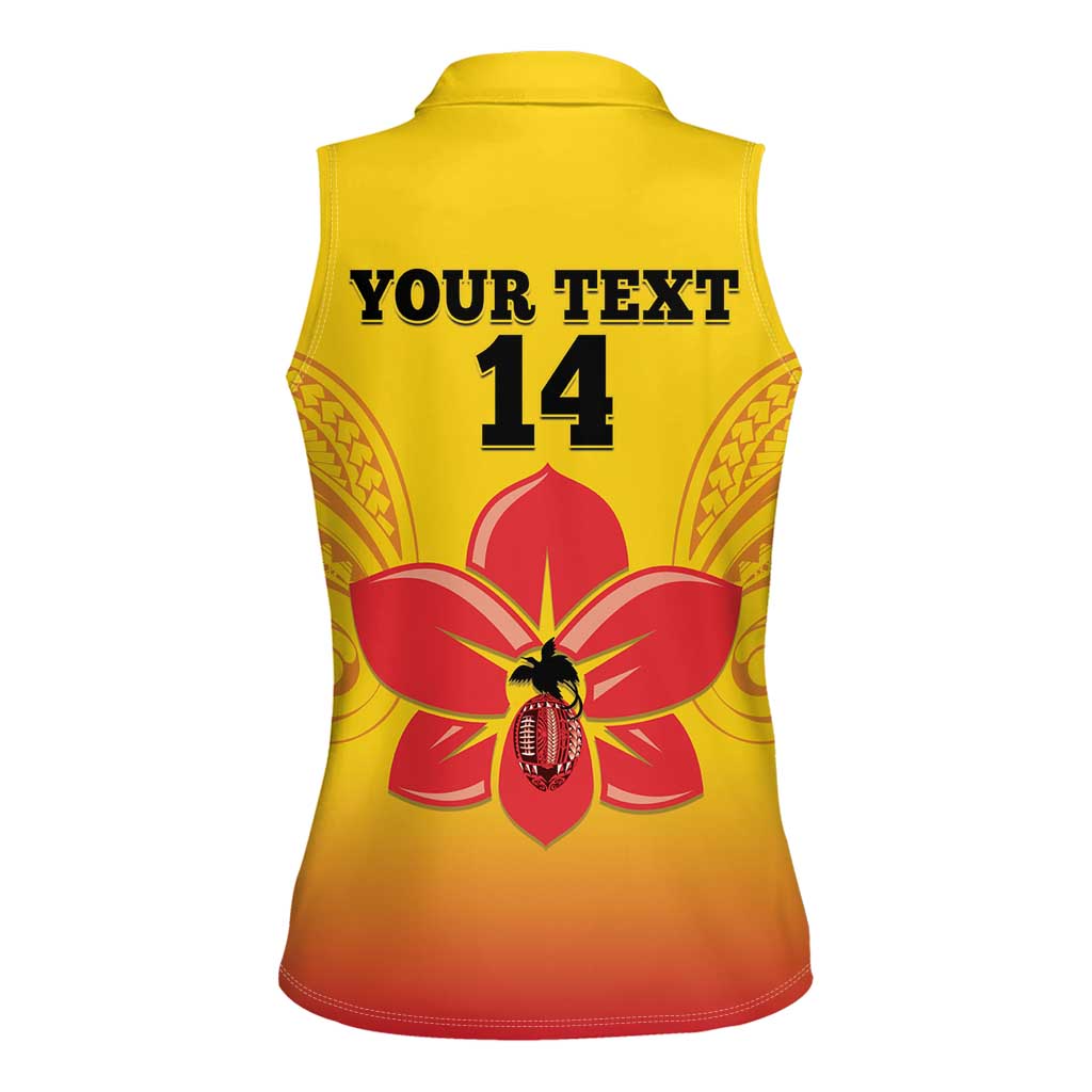 Orchids PNG Rugby Custom Women Sleeveless Polo Shirt Go Champions Papua New Guinea LT14 - Polynesian Pride